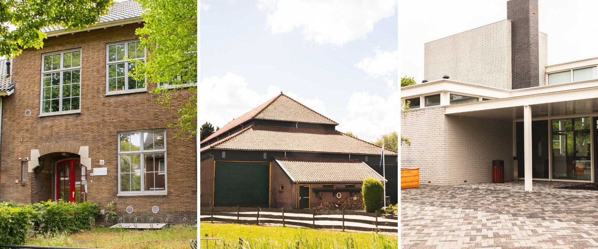 Fotocollage van de drie genomineerde monumenten