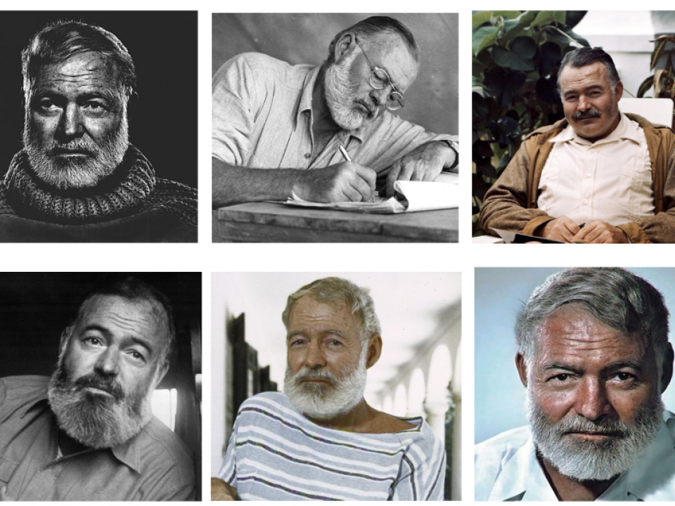 Deelnemers van de Hemmingway Look-a-like contest