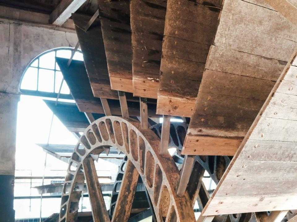 One of the paddle wheels in the steam pumping station.