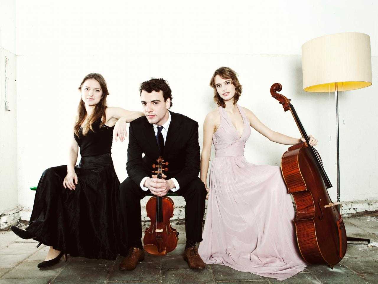 Muziektrio met instrumenten