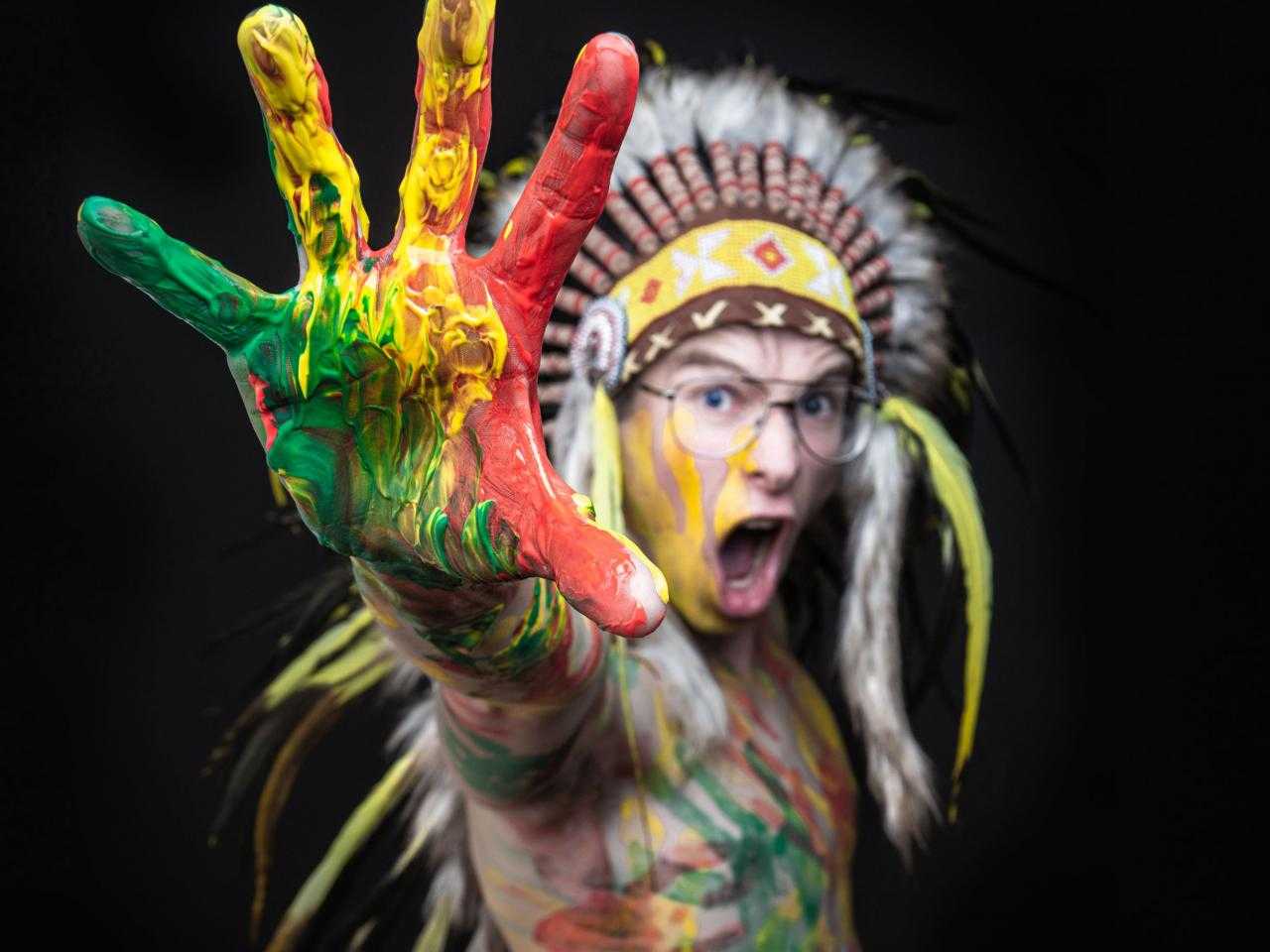 Remy Evers met indianentooi.