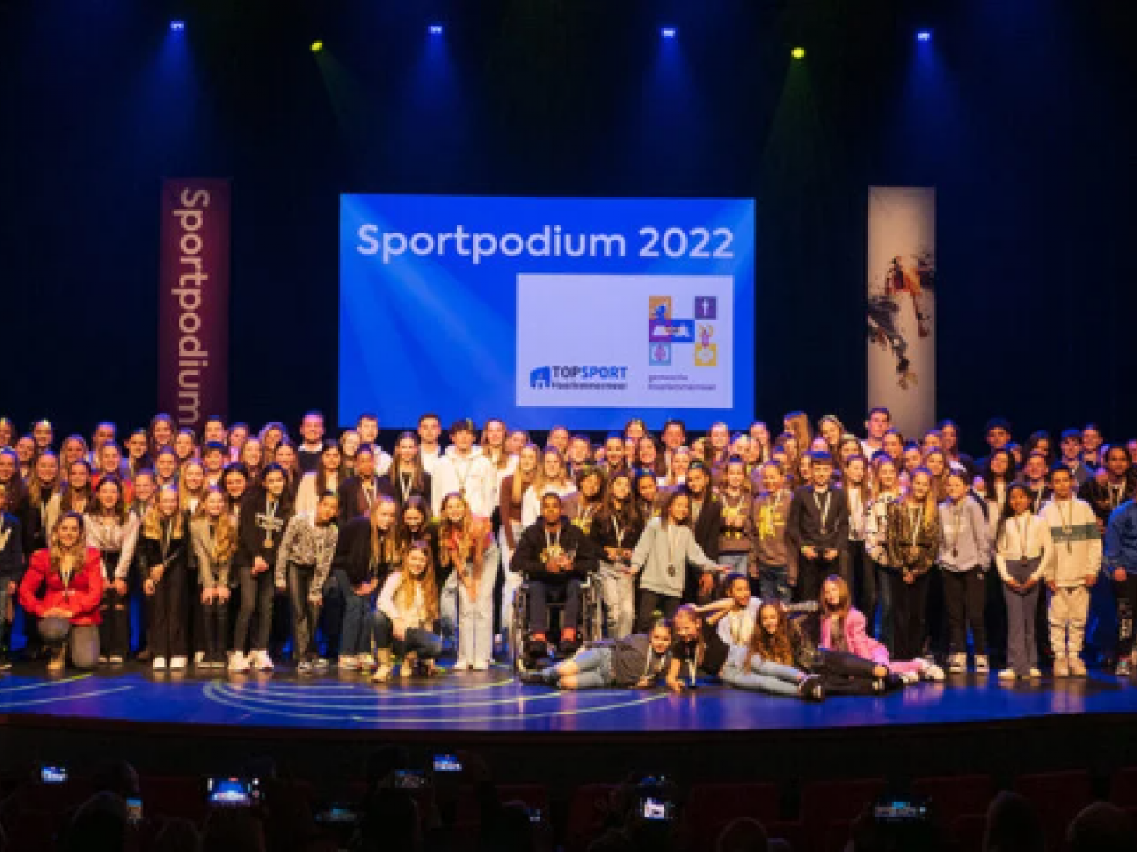 Sportpodium groepsfoto op podium