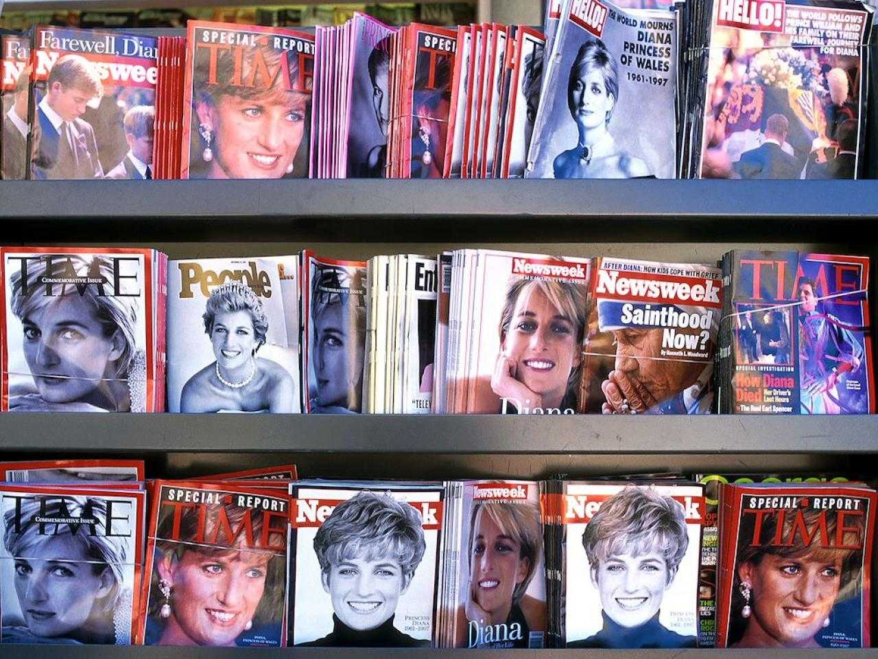 Verschillende tijdschriften met Diana op cover