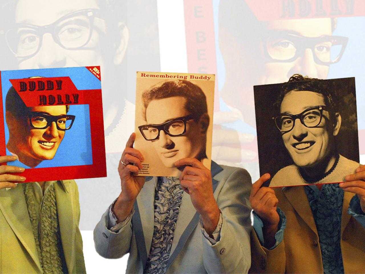Wieners play, verschillende muziekhoezen met foto's van mannen met een bril.