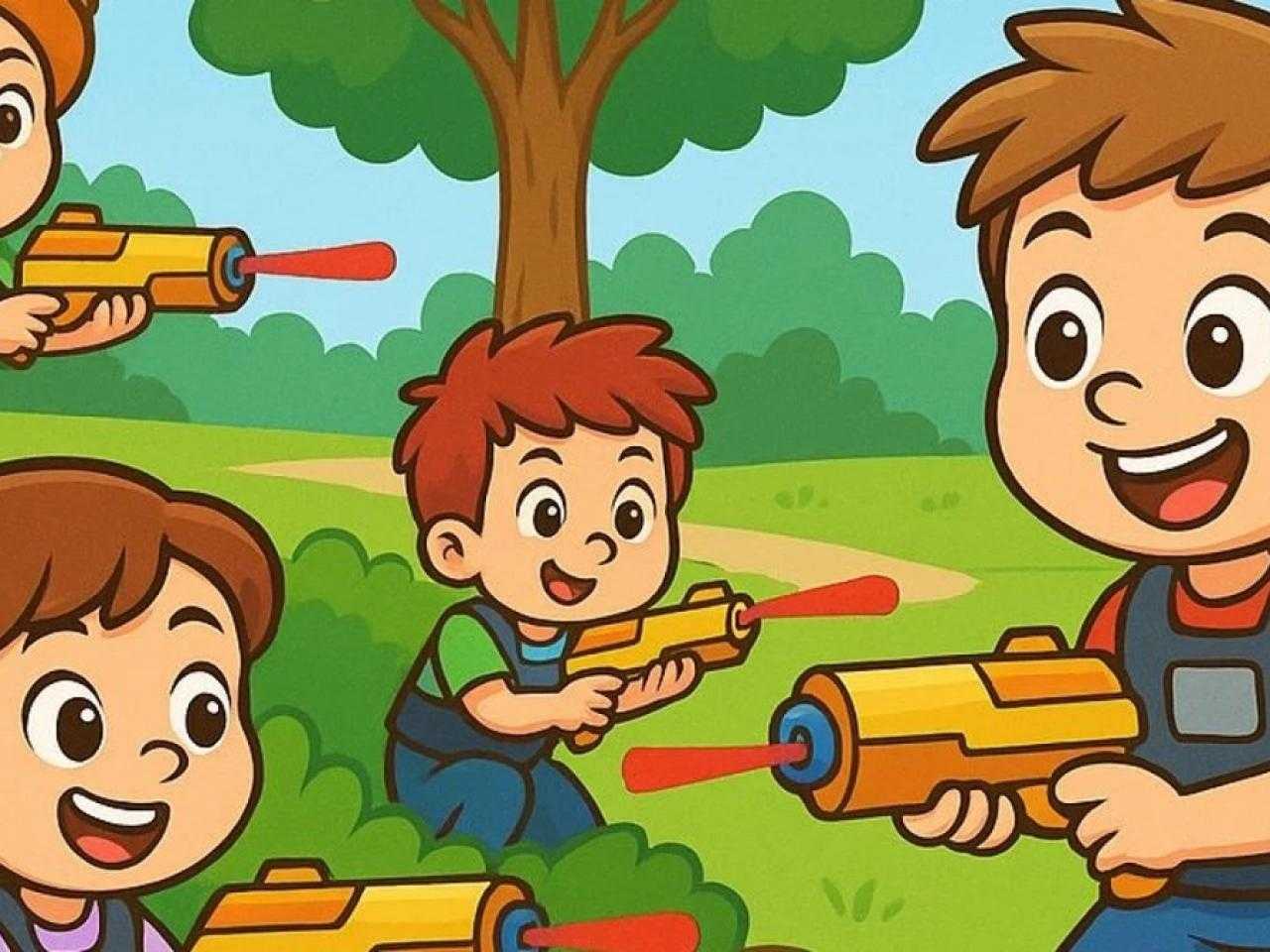 Kinderen met waterpistolen