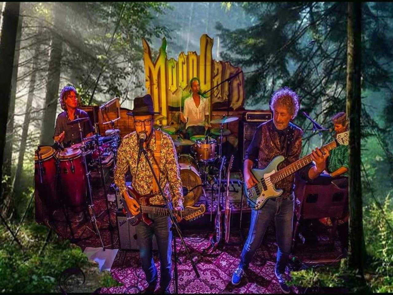 Band MoonYard treedt op voor decor van een bos